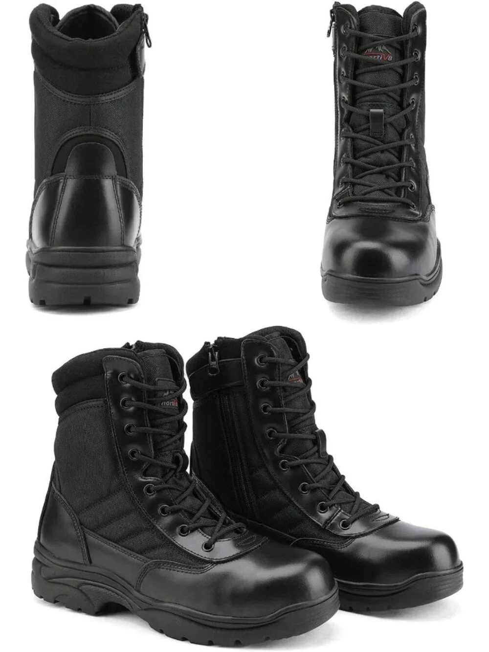 Men's Steel Toe Work Boots with Side Zipper | Slip Resistant Safety Boots for